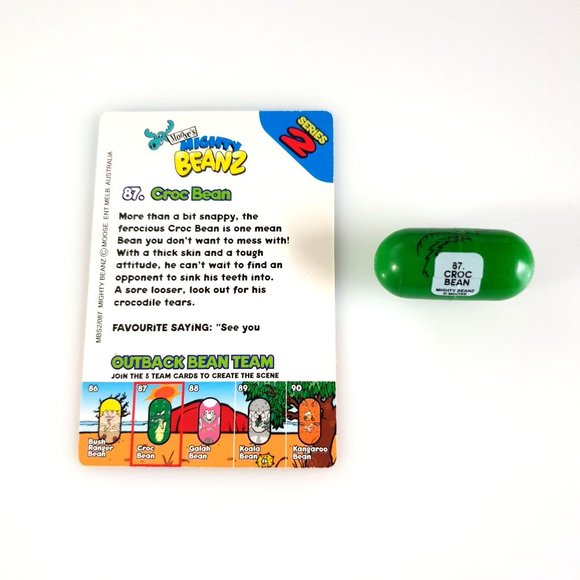 Mighty Beanz 87 Croc Bean 2003 Series 2 Moose Entertainment With Playing Card - Picture 2 of 6
